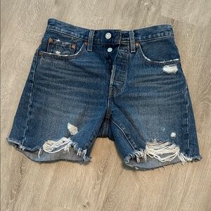 Levi's Blue Distressed Jean Shorts
